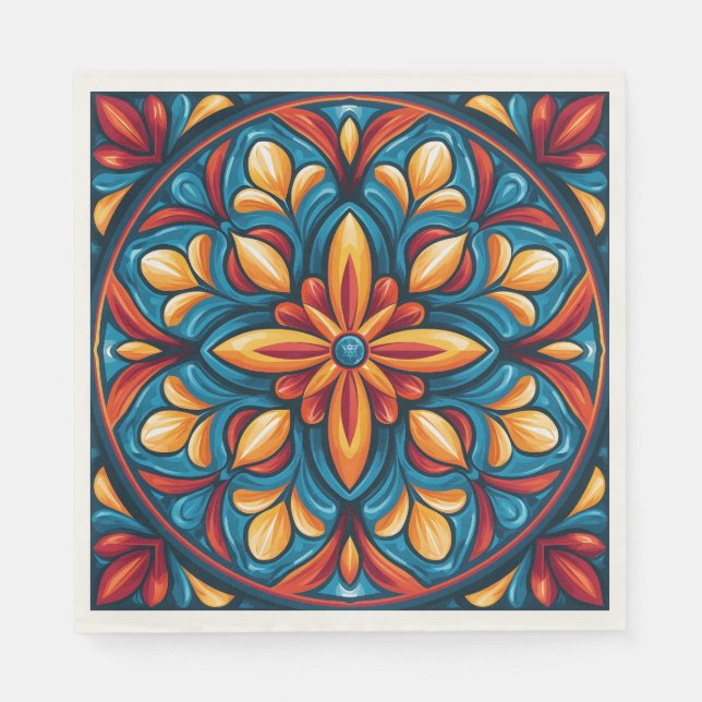 Serviette En Papier Talavera colorée Fiesta mexicaine (Devant)