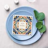 Tallavera vintage mariage mexicain imprimé monogra