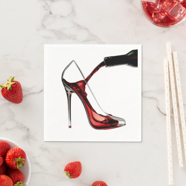 Serviette En Papier Talons aiguilles et Vin (En situation)
