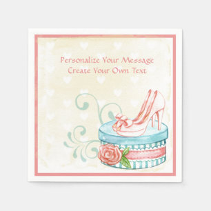 Serviette En Papier Talons hauts roses vintage Chapeau bleu Personnali