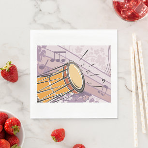 Serviette En Papier Tambour Bongo Traditionnel Avec Notes De Musique
