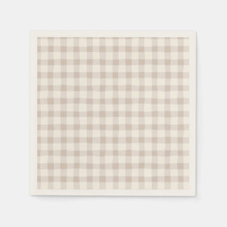 Serviette En Papier Tan En vichy neutre