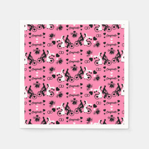 Serviette En Papier Tandem Bicyclette Romantique Mariage Et Fiançaille