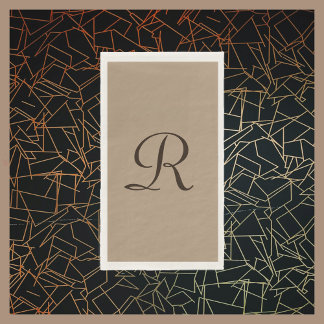 Serviette En Papier Tanné et Brun Monogrammé Minimaliste Couleur Neutr