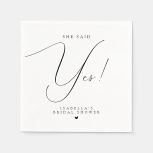 Serviette En Papier Taperedure de script Elle a dit oui Baby Shower
