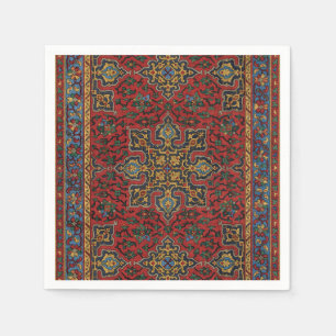 Serviette En Papier Tapis persan vintage motif rouge bleu arabesque