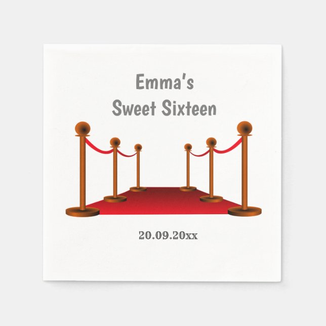 Serviette En Papier Tapis rouge Hollywood 16e n'importe quel âge papie (Devant)