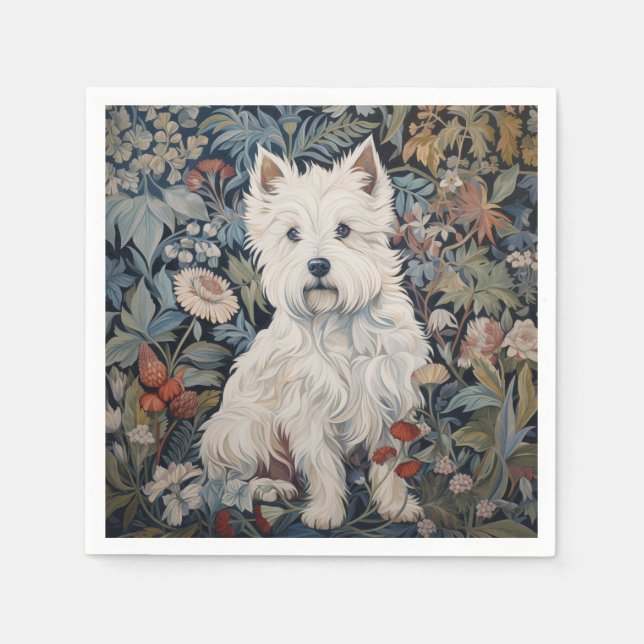 Serviette En Papier Tapisserie du jardin Westie à William Morris (Devant)