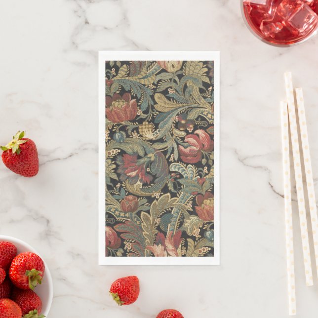 Serviette En Papier Tapisserie florale riche Brocade Antique Classique (En situation)