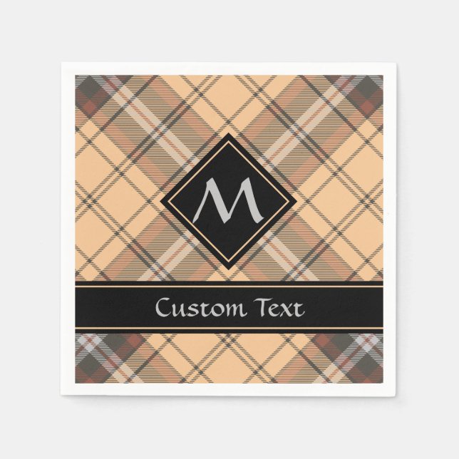 Serviette En Papier Tartan beige et Brown (Devant)