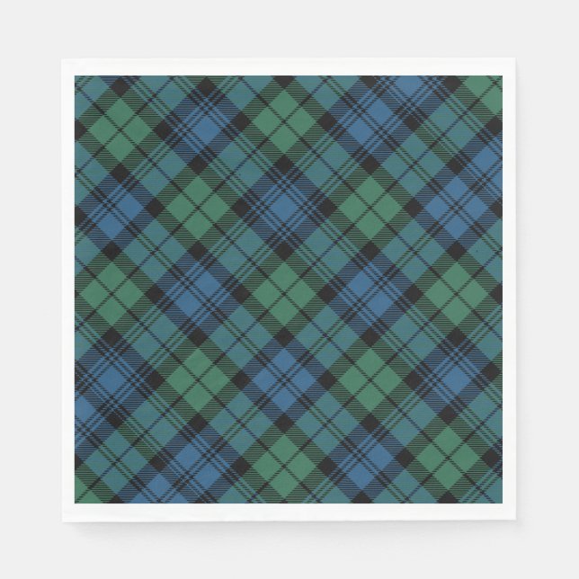 Serviette En Papier Tartan Clan Campbell Blue Green À damiers Motif (Devant)