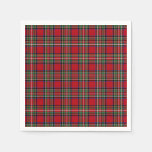 Serviette En Papier Tartan Clan Stewart Plaid Black Red Check Motif