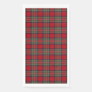 Serviette En Papier Tartan Clan Stewart Plaid Black Red Check Motif