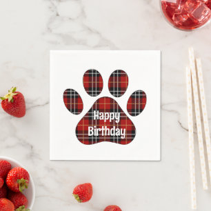 Serviette En Papier Tartan Plaid Empreintes Anniversaires