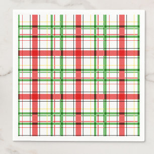 Serviette En Papier Tartan plat de Noël - Blanc