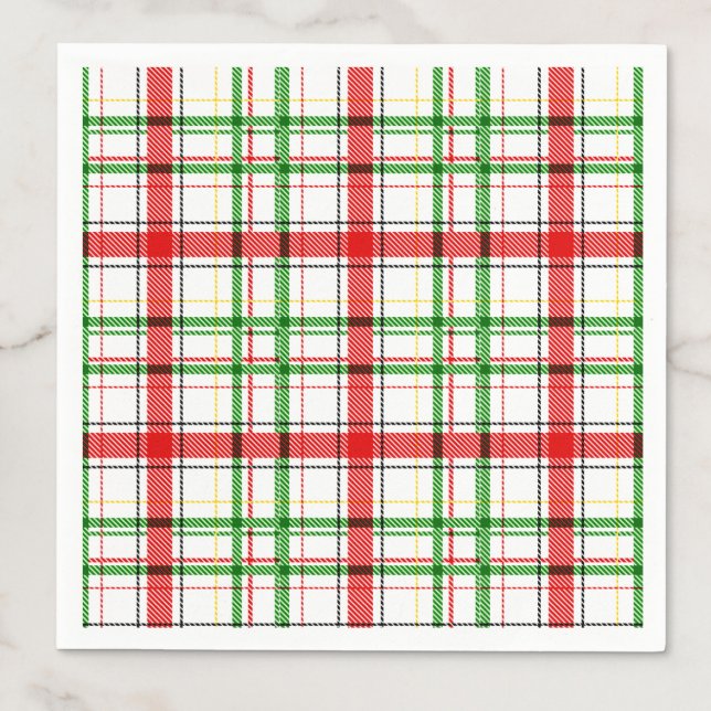 Serviette En Papier Tartan plat de Noël - Blanc (Créateur téléchargé)