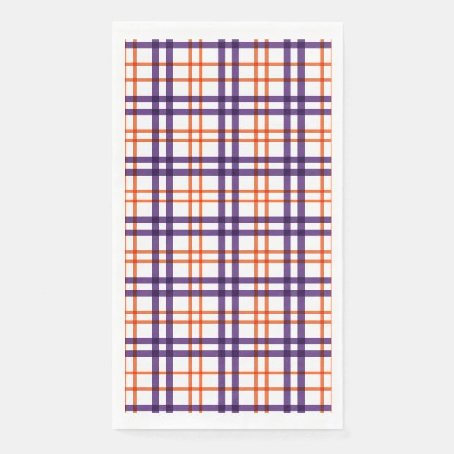 Serviette En Papier Tartan pourpre et orange (Devant)