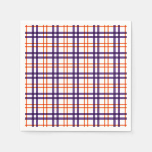 Serviette En Papier Tartan pourpre et orange