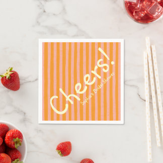 Serviette En Papier Tasse de Fiançailles à rayures orange et rose