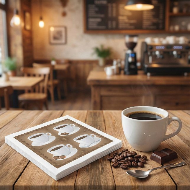Serviette En Papier Tasses à café avec haricots et chocolat (Créateur téléchargé)