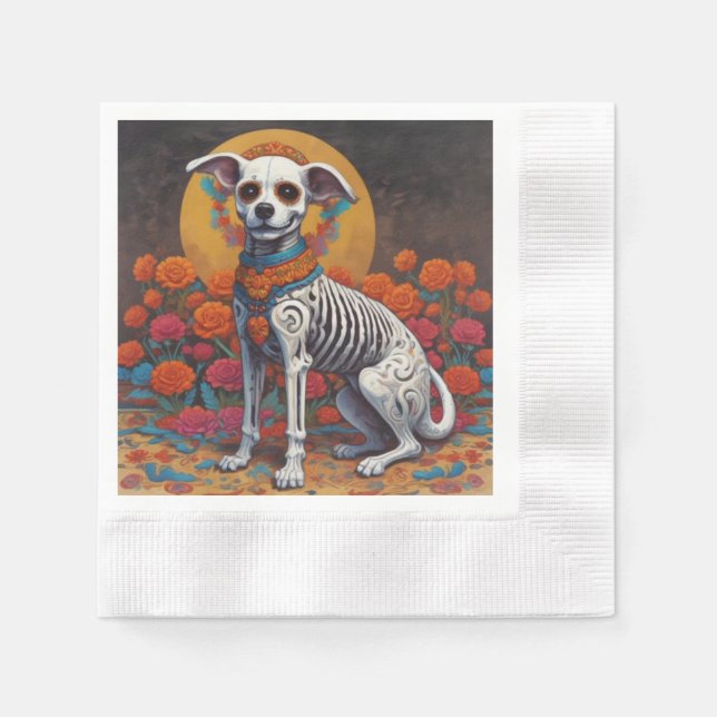 Serviette En Papier Tasses de papier Perro Dia De Los Muertos (Devant)