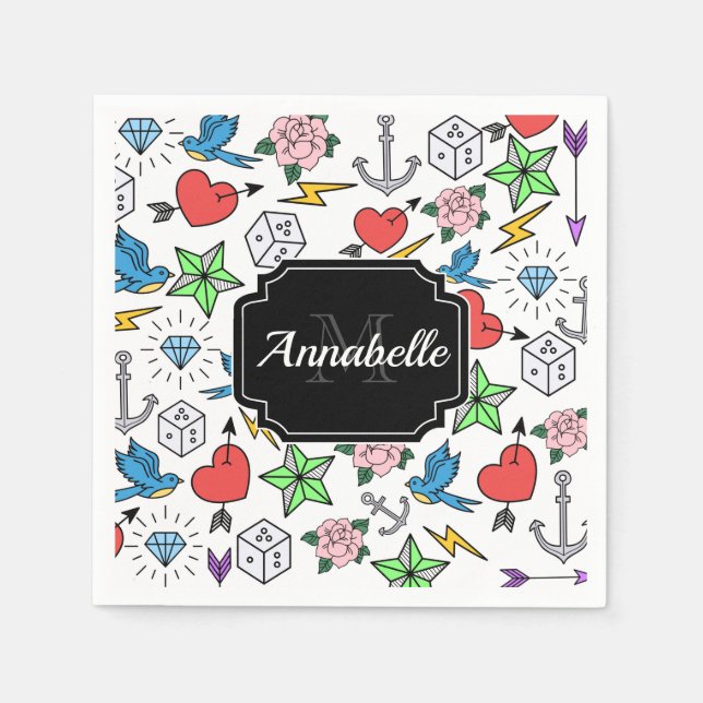 Serviette En Papier Tatouage de la vieille école (Devant)