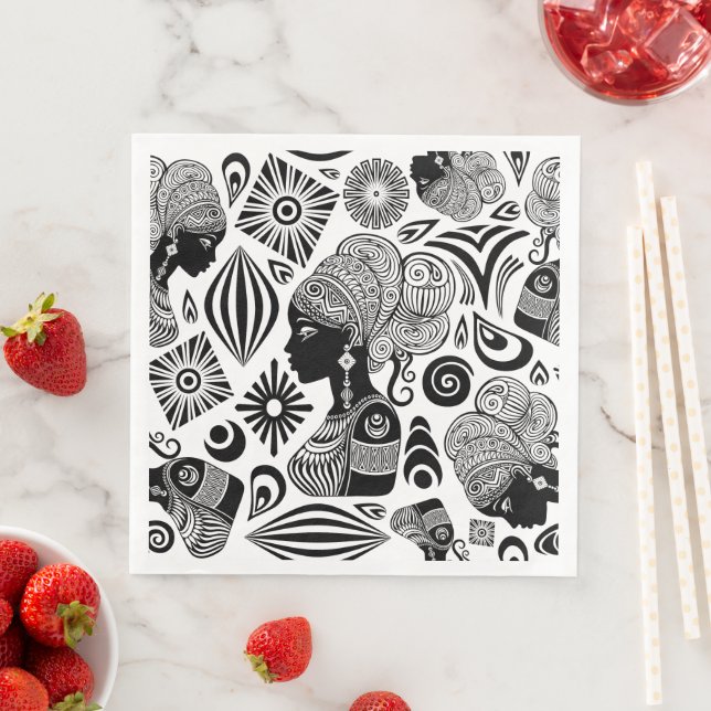 Serviette En Papier Tatouage Tribal Portrait de Fille Africaine (En situation)