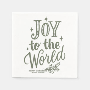 Serviette En Papier Taupe Green Joie dans le Monde Lettre de Noël