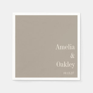 Serviette En Papier Taupe minimaliste Brown Mariage élégant personnali