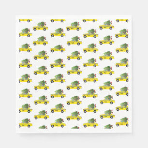 Serviette En Papier Taxi Jaune Cabine de Noël Arbre Fête NYC
