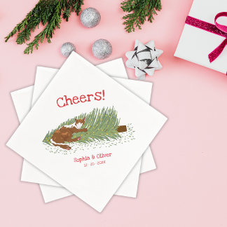 Serviette En Papier Tchat Funny de l'Orange contre le Sapin de Noël de