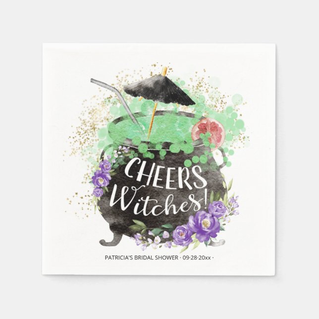 Serviette En Papier Tchin Sorcières Cocktail Halloween Enterrement de  (Devant)