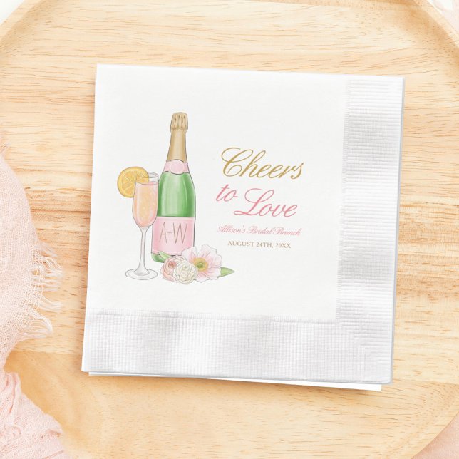 Serviette En Papier Tchin Tchin à l'amour Champagne Floral Déjeuner de (Créateur téléchargé)