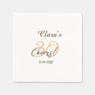 Serviette En Papier Tchin tchin trentième anniversaire brun orange cha