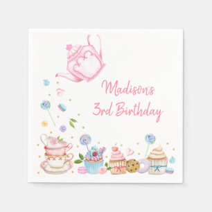 Serviette En Papier Tea Party or rose Floral Anniversaire