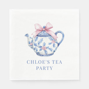 Serviette En Papier Tea Party rose et bleu
