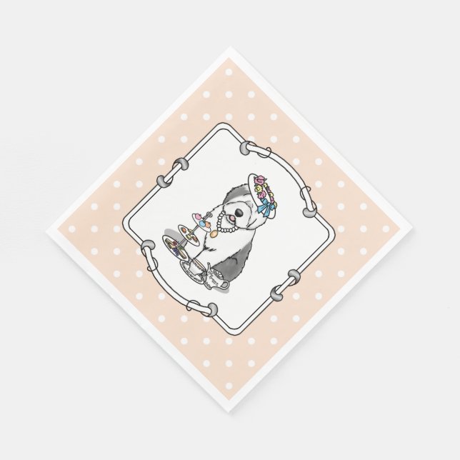 Serviette En Papier Tea Party Vieux chien anglais (Grey 1) (Coin)