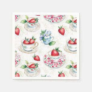 Serviette En Papier Teacup de fraise vintage motif floral