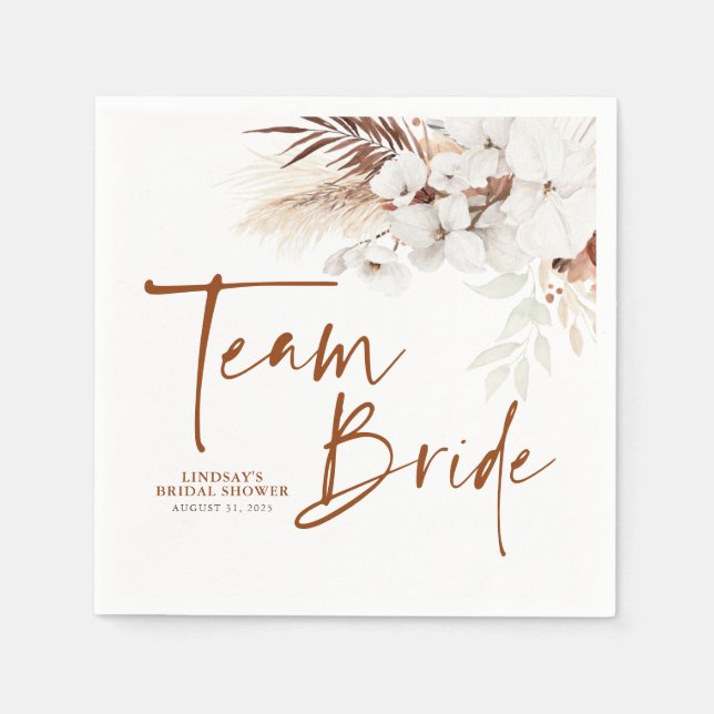 Serviette En Papier Team Bride Terracotta Floral Boho Fête des mariées (Devant)