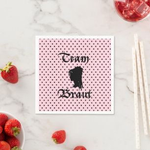 Serviette En Papier Team de la mariée texte avec des points rose