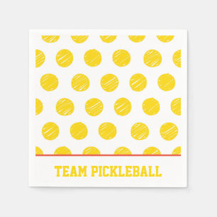 Serviette En Papier Team Pickleball Yellow Balls White Orange Sports