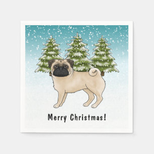 Serviette En Papier Teckels Bichon Cartoon Chien Forêt Hivernale ennei
