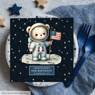 Serviette En Papier Teddy Bear Astronaut Party Napkins Garçon Annivers