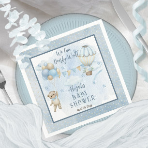 Serviette En Papier Teddy Bear Balloons Garçon Bearly Wait Baby shower