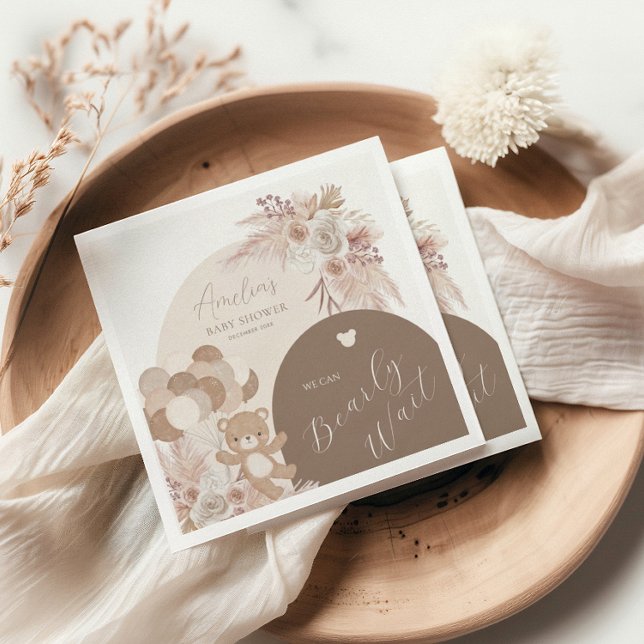 Serviette En Papier Teddy Bear Boho Bearly Wait Baby shower (Créateur téléchargé)