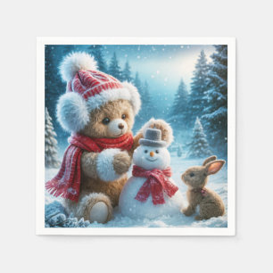 Serviette En Papier Teddy Bear Construire un Snowman