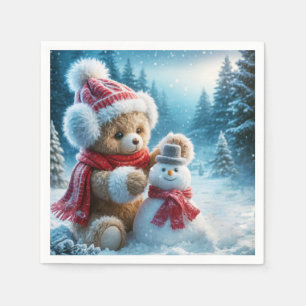 Serviette En Papier Teddy Bear Construire un Snowman