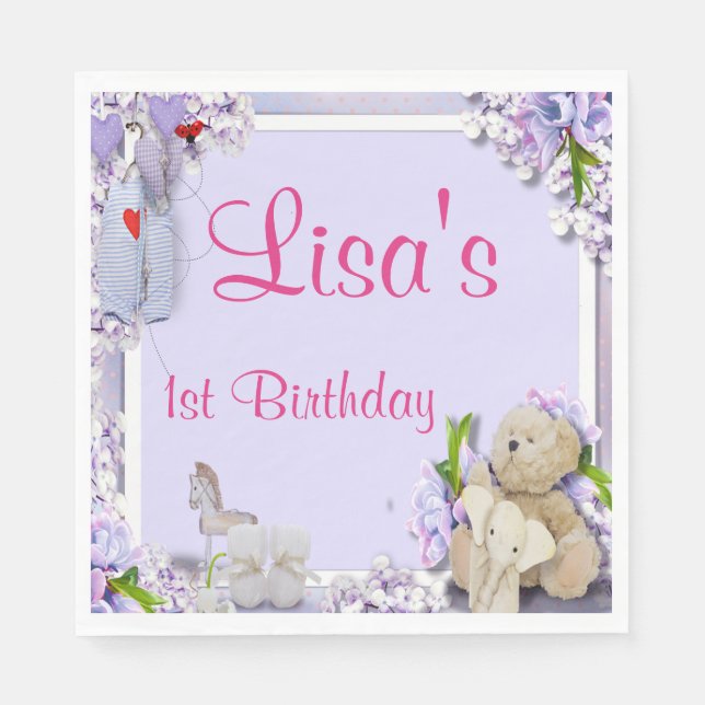 Serviette En Papier Teddy Bear Elephant Horse fête d'anniversaire (Devant)