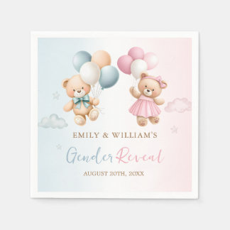 Serviette En Papier Teddy Bear Gender Reveal Napkins