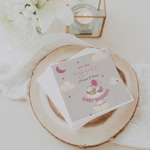 Serviette En Papier Teddy Bear Girl Baby shower rose pâle